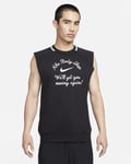 Nike Dri-FITMen's Sleeveless Fleece Fitness Top Sz M Black/Blue DX0882-010