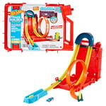 Hot Wheels Coffret Construction Circuit Petite Voiture Cascades Bidon D’Essence Track Builder Unlimited, 1 Véhicule Inclus, Jouet Enfant, A Partir De 6 Ans, HDX78