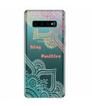 Coque Galaxy S10e Mandala positive aztec rose bleu transparente