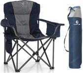 LET'S CAMP Folding Camping Chair Oversized Heavy Duty Padded Outdoor Chair with