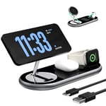 LOOWARTS Chargeur Induction 3 en 1, Qi2 station de charge apple 25W, Chargeur sans Fil Compatible avec iphone 16 15 14 13 12Pro Pro Max Plus Mini, Apple Watch, Airpods, Samsung Google Pixel Xiaomi etc