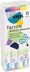 Kreul 17860 - Triton Acrylic Marker Edge Powerpack, 11 crayons de peinture acrylique, à base d'eau, haute intensité de couleur, pour toile, papier, carton, bois et bien plus encore