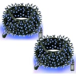 Ljusa 66FT 200 LED-julljus, julljusslingor Anslut Blue 400 LED