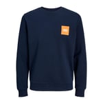 Jack & Jones Mens Sweatshirt Crew Neck & Long Sleeve T-shirt for Men - Navy Cotton - Size Small