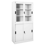 Armoire de bureau et porte coulissante Blanc 90x40x180 cm Acier