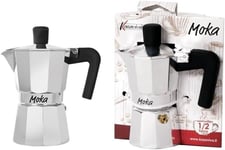 Kasaviva Cafetière en Aluminium Moka Café Expresso Manche Plastique, 1/2 Coupe