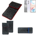 Felt Case for Oppo A79 5G dark gray red edges Cover bag Pouch