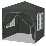 WOLTU Pop-up Gazebo, Gazebo with Sides 2m x 2m, Folding Event Shelter for Outdoor, Garden, Camping, Height Adjustable, Waterproof, UV-Protection, with Carry Bag, Grey, PVL0014gr-UK