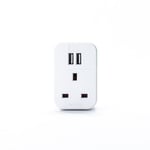 STATUS Multi USB Plug Adapter White | 2 Port USB Adaptor Plug Through | S2USBPTAWH1PK3