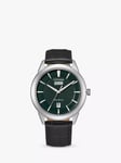 Citizen AW0090-02X Men's Dress Classic Eco-Drive Date Leather Strap Watch, Black/Green