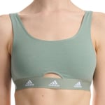 Adidas Womens Active Comfort Cotton Scoop Bralette Unlined Olive Green XS