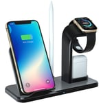 Chargeur sans fil, station de charge sans fil Qi Fast 3 en 1 10W compatible avec Apple Watch Series 1/2/3/4/5 et iPhone11 / 11 Pro / 11 Pro Max / xs