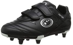 Optimum Junior Razor 6 Stud Football Boots - Flat Moulded Stud Outsole, Easy Fastening Astro Trainers - PU Leather, Flexible & Comfortable Fit Football Boots - Black Silver, 3 UK Child