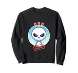 Graphic Cartoon Minimal Angry Kid Alien Alert Sweatshirt