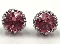 Swarovski 925 Sterling Silver Big Stud Pink Crystal Earrings