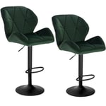 WOLTU BH139dgn-2 Lot de 2 Tabouret de Bar réglable en Hauteur Chaise Haute pour Bar avec Dossier siège rembouré en Velours Pied en métal,Vert Foncé