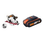 Worx WX530 Exactrack Circular Saw & WA3551.1 2.0Ah Battery Pack, 18V (20V Max)