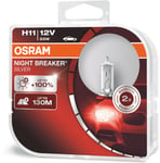 Lampa, H11 NIGHT BREAKER SILVER, 2-pack Osram - VW - Toyota - Ford - Renault - Audi - Mercedes - BMW - Peugeot