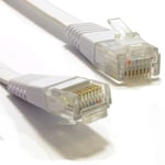 10m FLAT CAT 6 Internet Ethernet LAN Patch Cable Low Profile GIGABIT RJ-45 WHITE