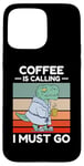 Coque pour iPhone 15 Pro Max Vintage Dinosaur Coffee appelle I Must Go Coffee Lover