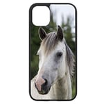 Coque pour Iphone 12 et 12 Pro Coque Cheval Blanc - tête de Cheval - Coque Noire TPU Souple (12 et 12 Pro)