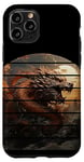 Coque pour iPhone 11 Pro Montagnes de dragon doré au coucher du soleil rétro, fleurs de cerisier