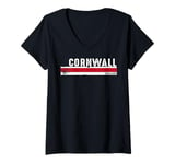 Womens Cornwall England Retro Vintage Design for Coastal Lovers V-Neck T-Shirt