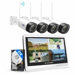 【3MP+3TB Hard Drive】Hiseeu Wireless Security Camera System with 12"Monitor W