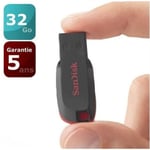 Clé USB SANDISK Cruzer Blade 32 Go - USB 2.0 - Compatibilité Windows, Mac et Linux