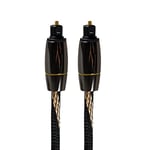 APM 416011, Cordon Fibre Optique Toslink Male/Male Premium Nylon Metal, Cable Optique Audio-Numérique, Longueur de 2 m, Cable SPDIF, Bicolore