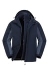 Mountain Warehouse Thunderstorm Mens 3 in 1 Jacket - Breathable Mens Coat, Waterproof Rain Coat, Taped Seams, Detachable Inner Fleece Rain Jacket - For Travelling Dark Blue XS