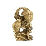 BRABUD Statue Poisson d'argent en résine avec Vagues Feng Shui Richesse Carpe Bonne Fortune Figurine Porte-Bonheur Décoration de Maison Bureau Magasin TQGJBS90