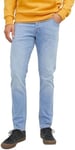 JACK & JONES Men's Slim Fit Jeans Low Rise Denim Pants Button Fly Casual, Blue Colour, UK Size 33W / 32L