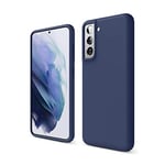 elago Coque en Silicone Liquide Compatible avec Samsung Galaxy S21 - Silicone de Qualité Supérieure, Protection Complète du Corps, Couverture Antichoc à 3 Couches (Jean Indigo)