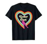 Cool Roller Skating Skate Girl Rainbow Heart T-Shirt