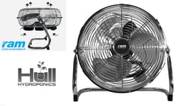 RAM Floor Fan 16" Chrome Metal Floor Air Circulator Movement Hydroponics