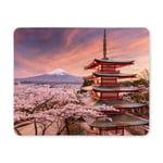 Fujiyoshida Japan and Mt. Fuji in Spring with Cherry Blossoms Rectangle Non Slip Rubber Mouse Pad Gaming Mousepad Mat for Office Home Woman Man Employee Boss Work