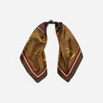 Belting-Print Glen Plaid Silk Scarf - Brown