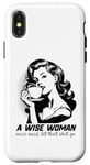 Coque pour iPhone X/XS Café humoristique rétro sage femme avec citation inspirante esthétique