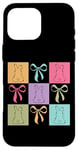 Coque pour iPhone 16 Pro Max Silhouette de lapin Couleurs pastel Blocs de Pâques