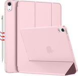 Étui Compatible avec iPad Mini 6 (8,3", modèle 2021) avec Porte-Crayon, étui Fin pour iPad Mini 6 avec Dos Rigide translucide givré, Rose