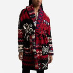 Snowflake-Motif Shawl-Collar Cardigan - Red Multi