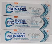 3 X 75ml Sensodyne Pronamel Mineral Boost Toothpaste infused with Peppermint.