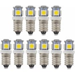 Memkey - 10pcs E10 12V Blanc froid ampoules led 5SMD 0,5 w 50LM Les lamp(Blanc chaud)