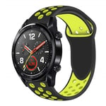 Huawei Watch GT pehmeä silicone kellon ranneke - Musta / Keltainen