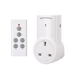 HBN Remote Control Plug Socket, 13A/3120W Wireless Light Switch 30M/100ft Operating Range for Household Appliances, 1 Pack Sockets and 1 Remote