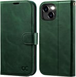 Etui Coque Iphone 15, Antichoc Tpu Housse Iphone 15 Cuir Pu Portefeuille Etui [Rfid Blocage] [Béquille] [Fentes Pour Cartes] Protection Coque Pour Iphone 15 (6,1 Pouces) - Vert Foncé