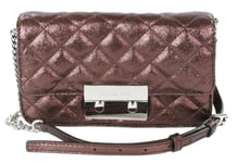 Michael Kors Dark Red Crossbody Bag Shoulder Metallic Quilted Leather Sloan