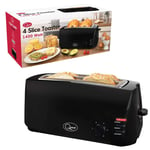 Quest 1400W Black 4 Slice Extra Wide Slots Variable Browning Loaf Bread Toaster