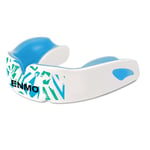 Enmo Maxilla Pro Gum Shield - Adult & Junior 10+ Mouth Guard with Case for Rugby, Boxing, Hockey and Contact Sports - Mouthguard with Boil & Bite, Breathing Channel Tech, Triple Layer - White/Blue